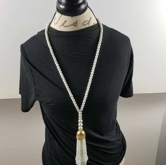 J27 hand made pearl beaded long necklace audrey Hepbu - Picture 2 of 2